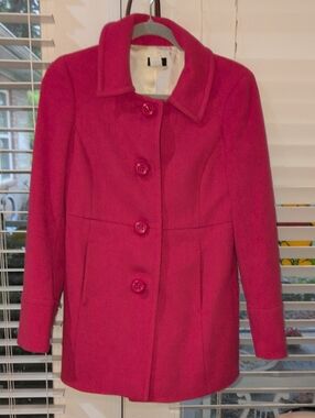 J. Crew Bright Pink Wool Pea Coat